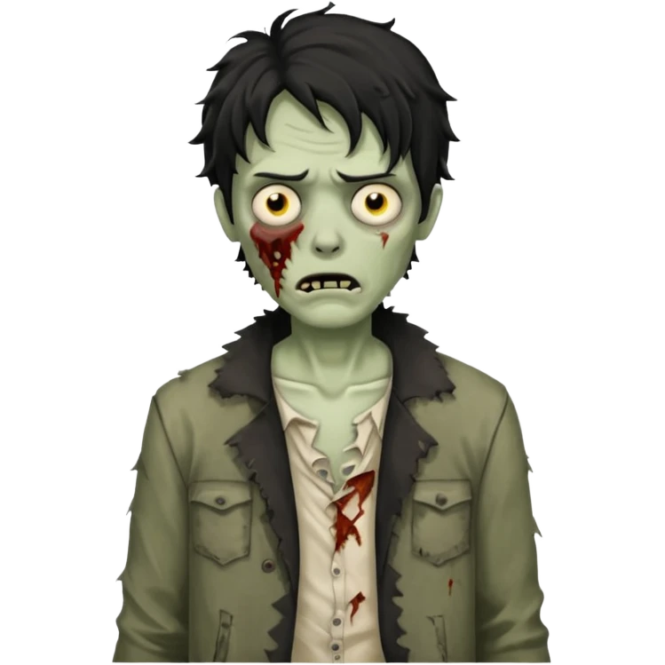 Zombie cabelo liso ondulado preto masculino  emoji