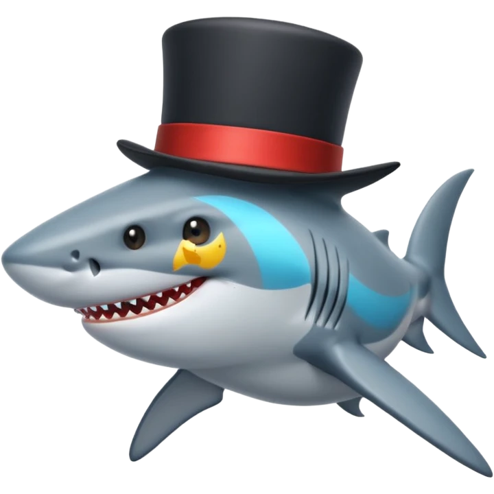 Shark with a top hat emoji
