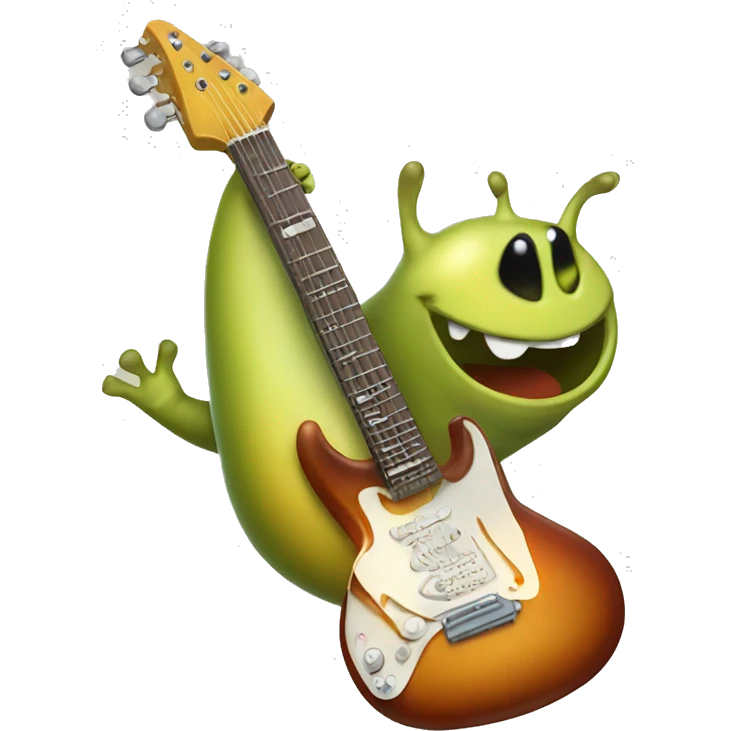 Happy slug playing electric guitar emoji