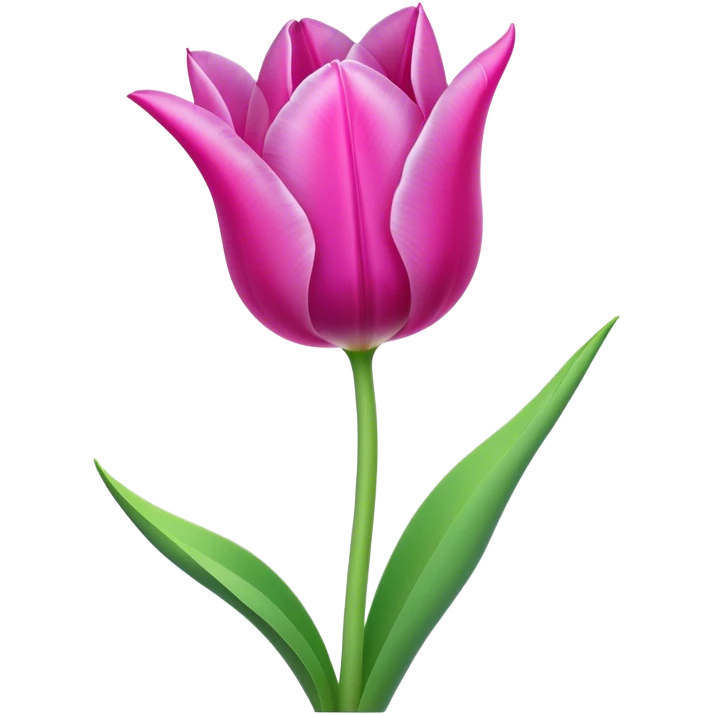 Cinematic Realistic Tulip Emoji, Elegant and simple, with soft, smooth petals in shades of pink and purple, gently curved and reaching upward. The slender green stem contrasts against the delicate bloom, while surrounding greenery adds a peaceful touch. Soft glowing outline, capturing the essence of springtime beauty and grace in a delicate tulip. emoji