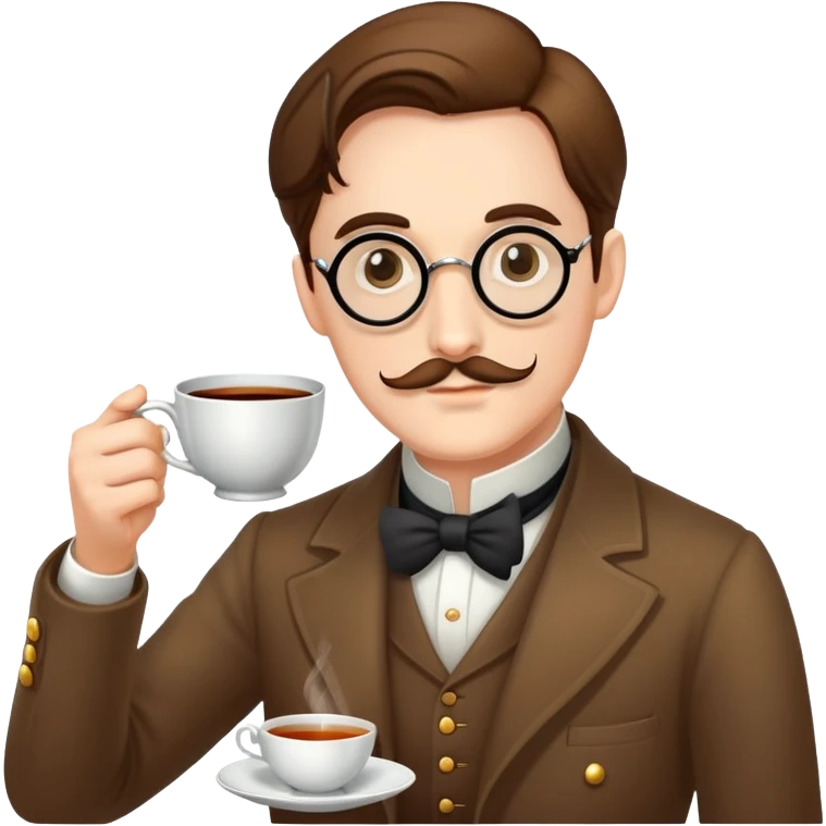 A person with a monacle and a cup of tea emoji