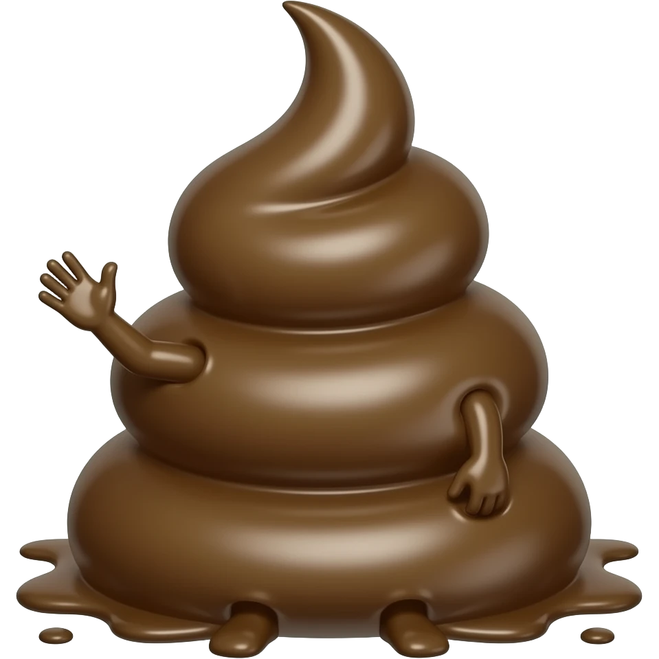 Man made out of poop with arm and leg emoji