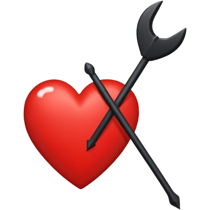 Corazón negro con una flecha,q sea todo negro el corazón y la fecha color roja nada más. emoji