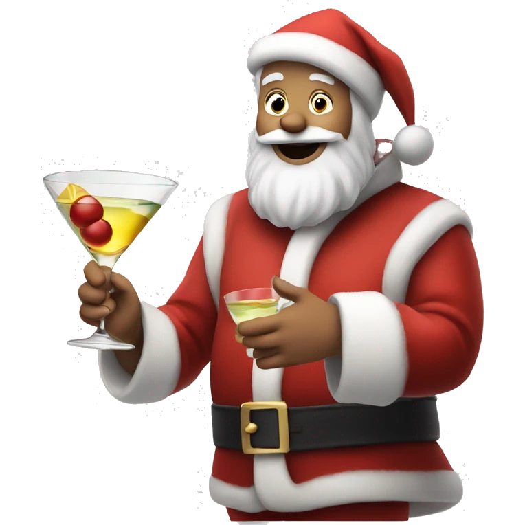 Drunk Santa with a martini in his hand  emoji