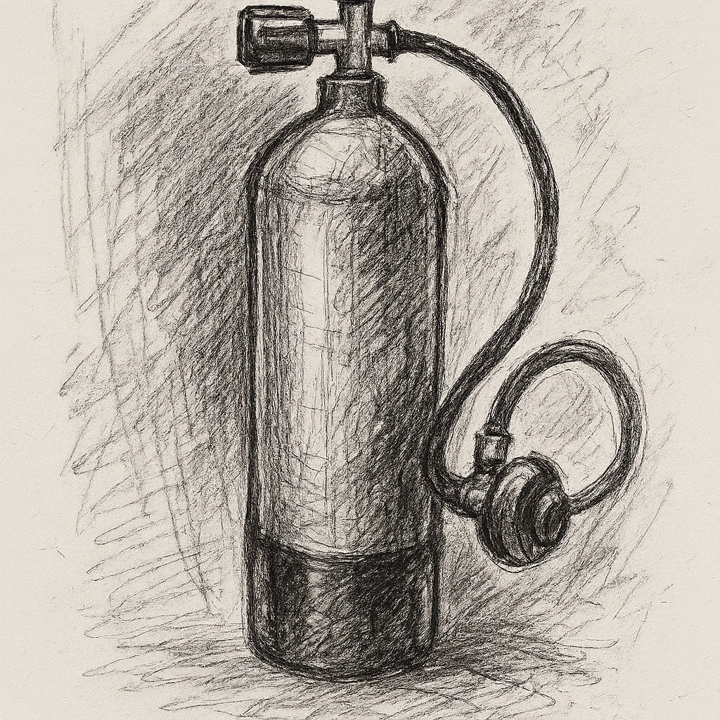 oxygen tank, hand-drawn sketch style emoji