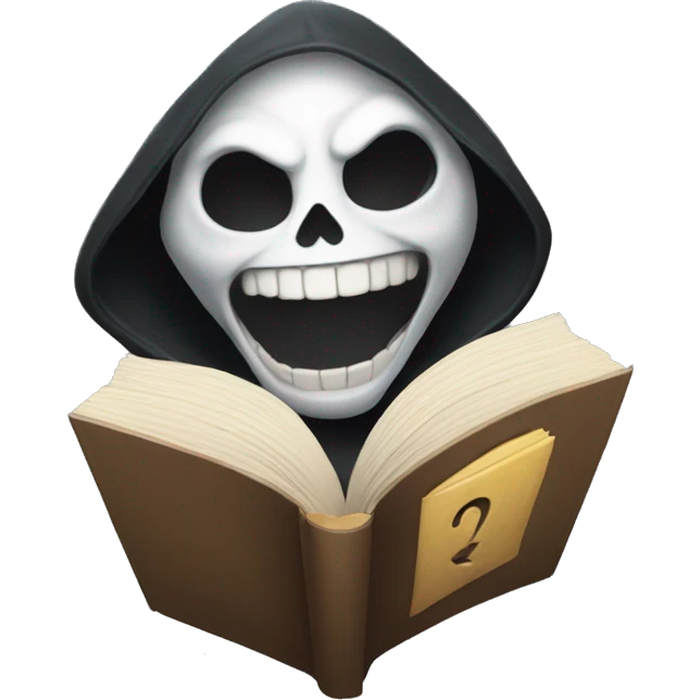 happy reaper face with book emoji