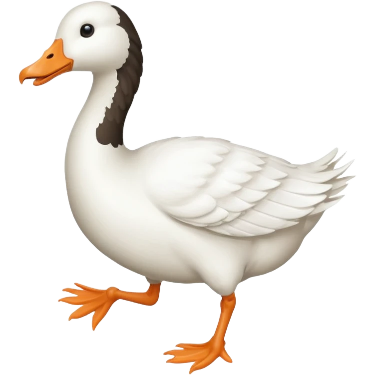 Make me an emoji of a goose that is running towards something. Also make it white. Make it have a long neck like geese do. emoji