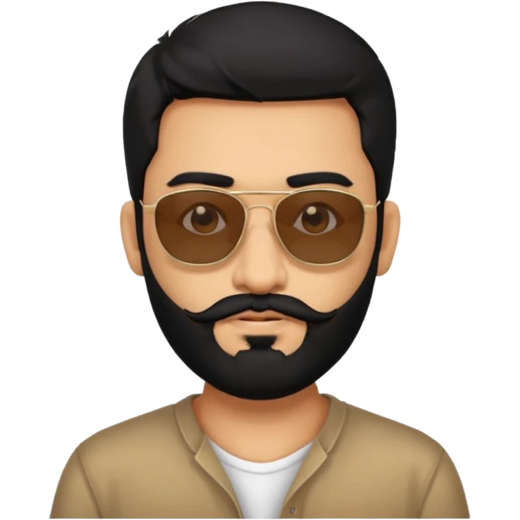 Indian man with  black hair and beard and black sunglasses emoji