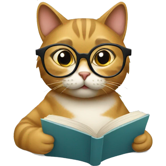 Cat with glasses studying  emoji