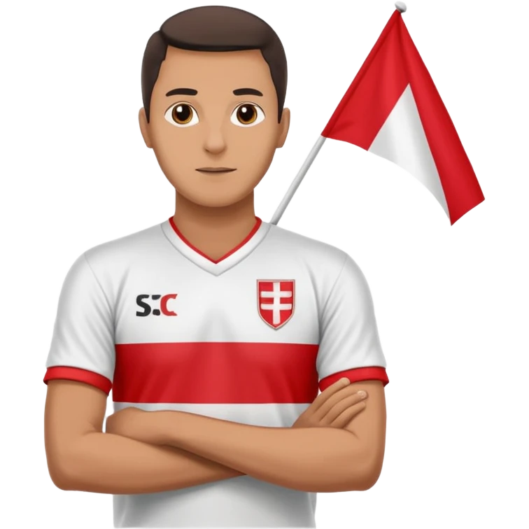 ‏رجل يرفع شعار نادي الزمالك emoji