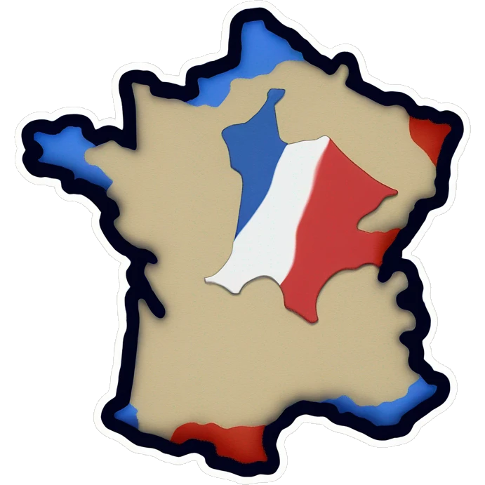 FRANCE map witch blue white and red  emoji