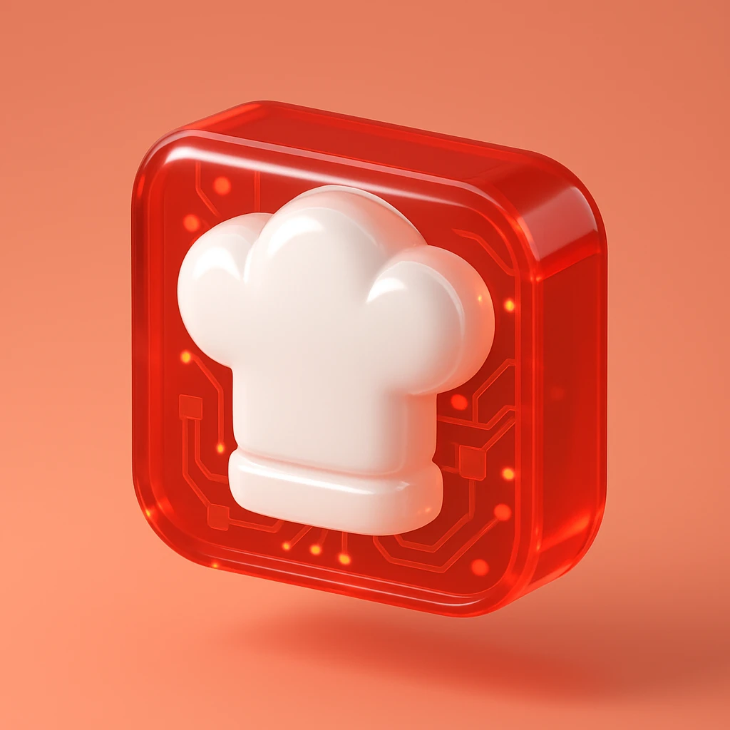 Chef hat white in the conter, red background  emoji