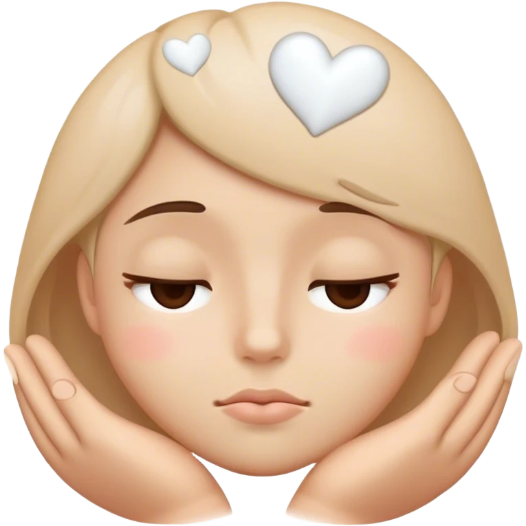 Sleepy face but in love, showing with white hearts emoji