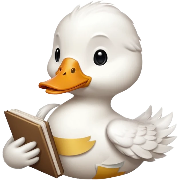 white duck holding book emoji