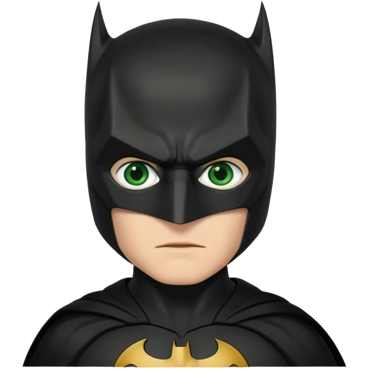 Batman con traje del caballero oscuro, con los ojos verdes, solamente los ojos, el traje NO lo hagas verde emoji