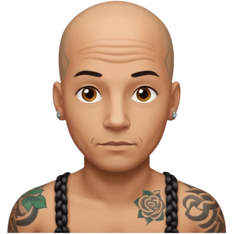 tatooed braded bald man  emoji