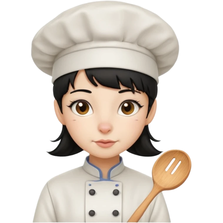A girl rat with a fringe and chefs hat black hair emoji
