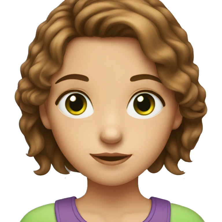 young girl with green eyes and brown hair emoji