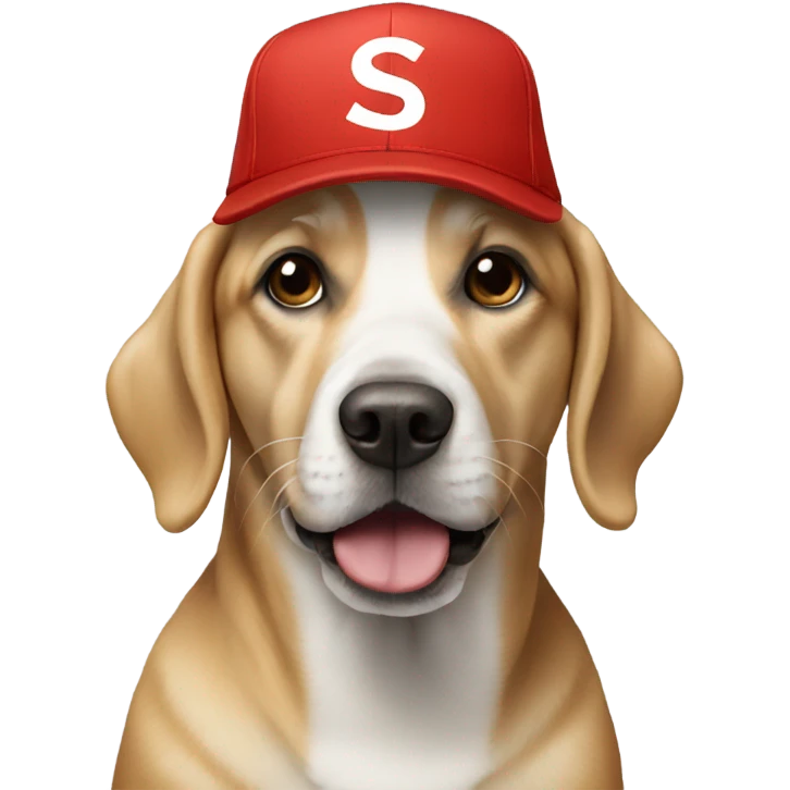 Dog wearing a supreme hat emoji