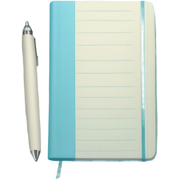 Pastel blue journal with pen emoji
