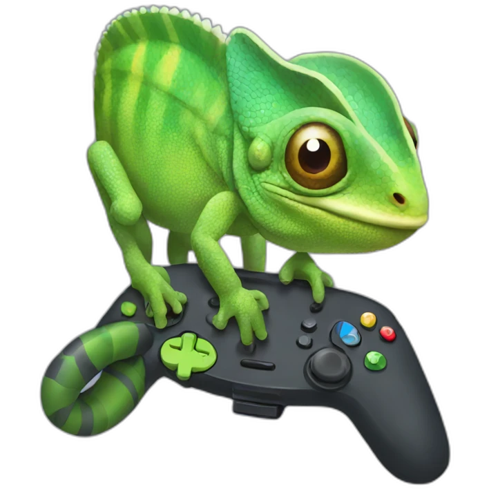 chameleon with a controller emoji