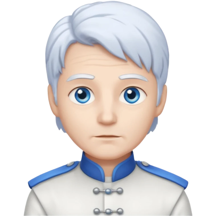 Servant Boq from Wicked with blue eyes, white hair, white outfit emoji