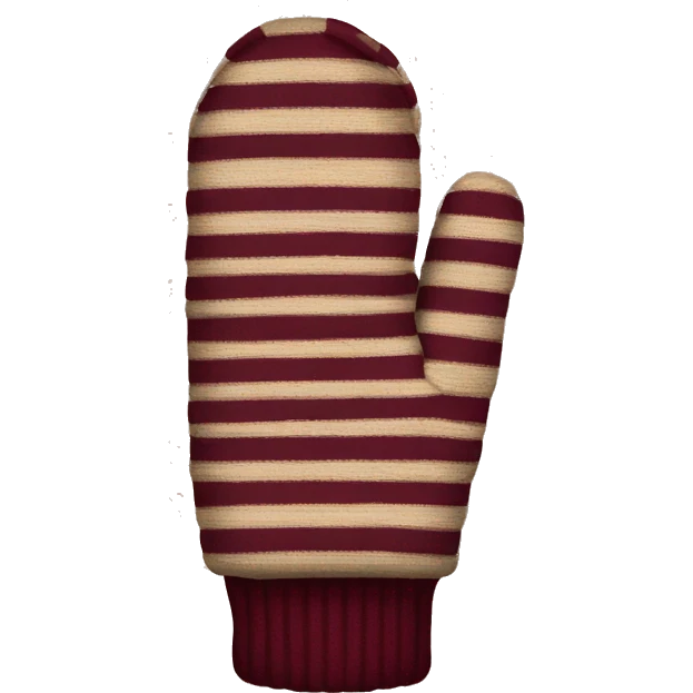 Beige and Burgundy striped mittens  emoji