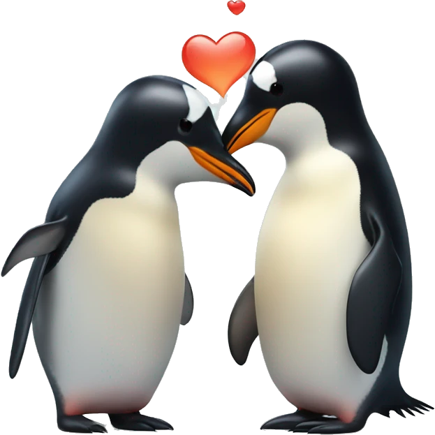 Penguin kisses fish emoji