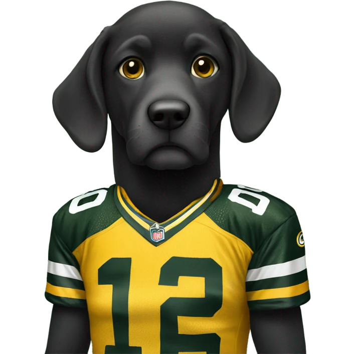 Black doodle wearing Green Bay packers jersey emoji