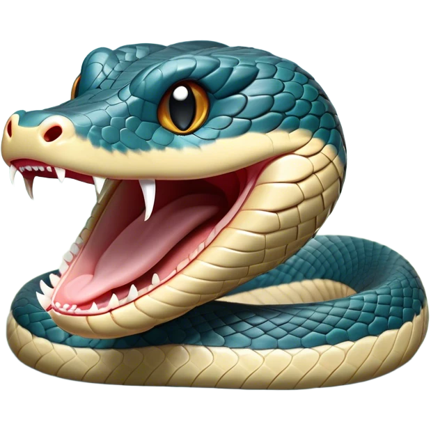 Cinematic Cute Yawning Chinese Water Snake Portrait Emoji, Head tilted slightly with a dramatic, wide-open yawn, showcasing a soft, glossy scaled body with gently drooping edges and half-closed, drowsy eyes, Simplified yet irresistibly adorable features, highly detailed, glowing with a soft, cozy aquatic glow, high shine, relaxed yet expressive, stylized with a dash of waterborn charm, soft glowing outline, capturing the essence of a sleepy yet affectionate water snake that seems ready to stretch out and rest in its watery domain! emoji