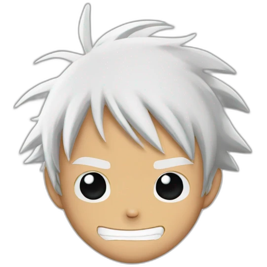 monkey d luffy with white hair and eyebrow, sitting, emoji