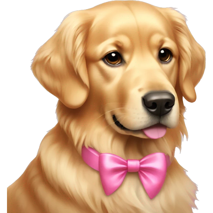 golden retriever with pink bows emoji
