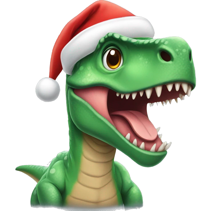 dinosaur wearing santa hat emoji