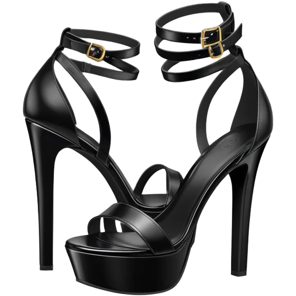 ultra realistic shiny black leather platform sandals emoji