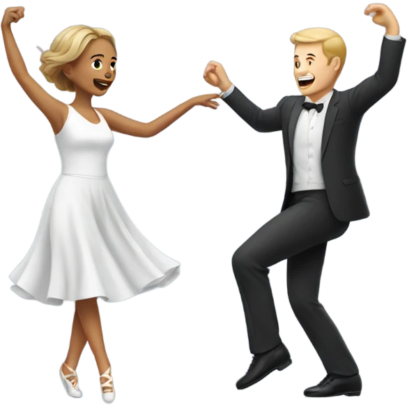  woman and white man learning to dance emoji