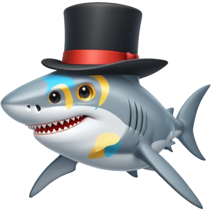 Shark with a top hat emoji