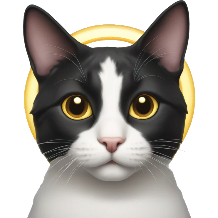 Tuxedo cat with halo around head emoji
