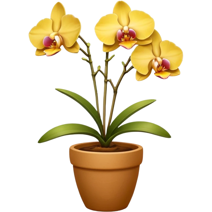 yellow Orchid in a clay pot emoji