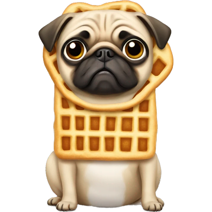 Pug dressed as a waffle  emoji