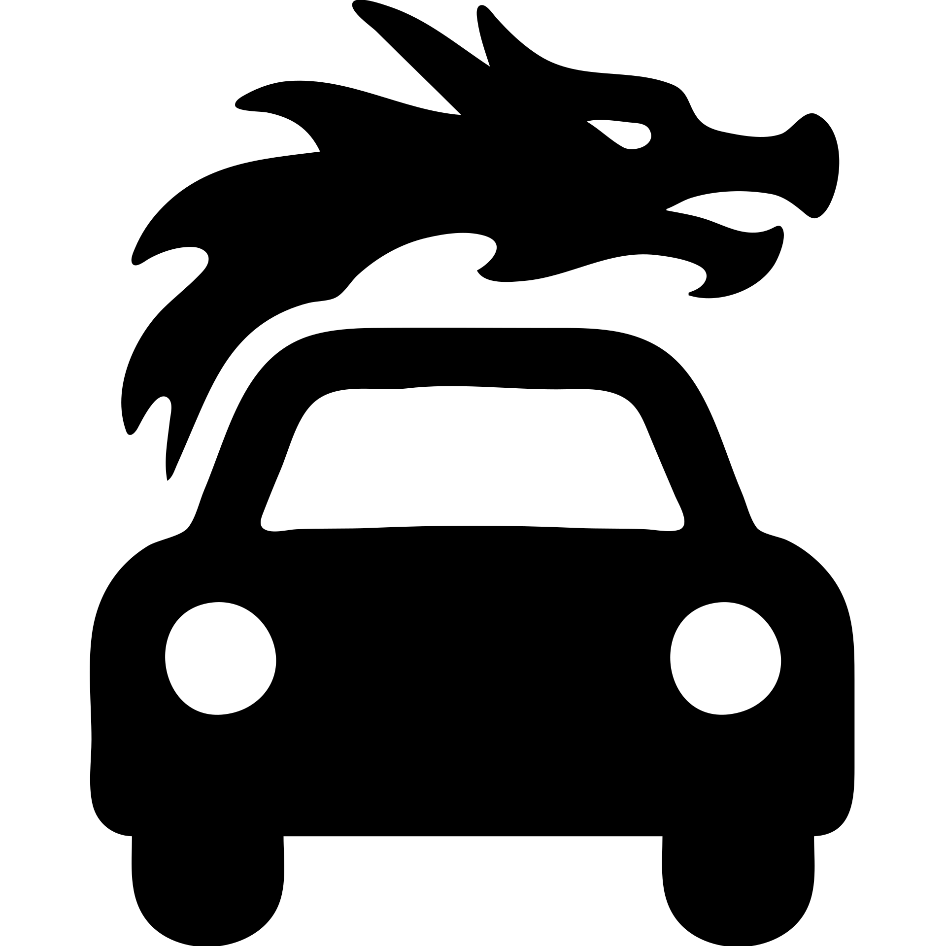solid filled icon of a car with dragon elements emoji