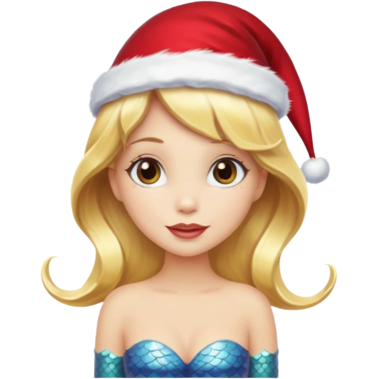 blonde mermaid with christmass hat emoji