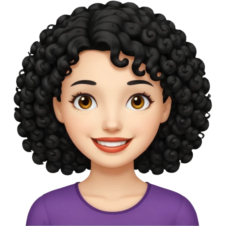 mujer blanca con cabello rizado negro emoji