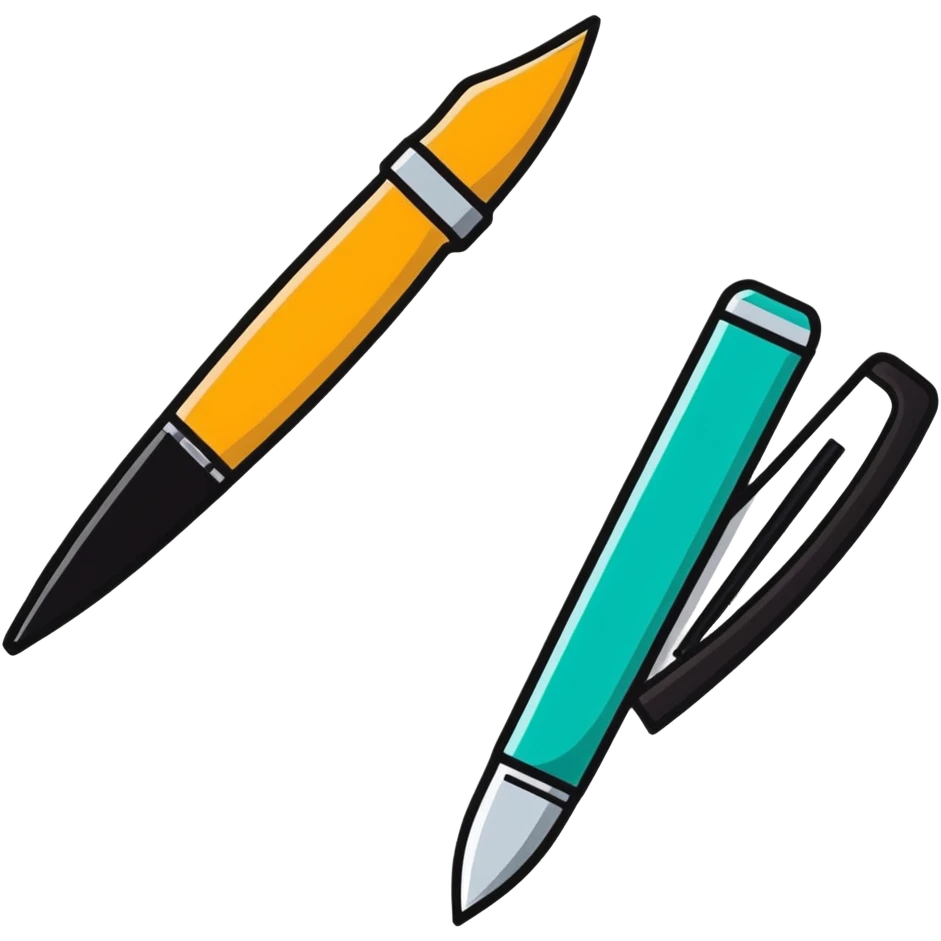 a pen combined with a knife, cartoon sticker style emoji