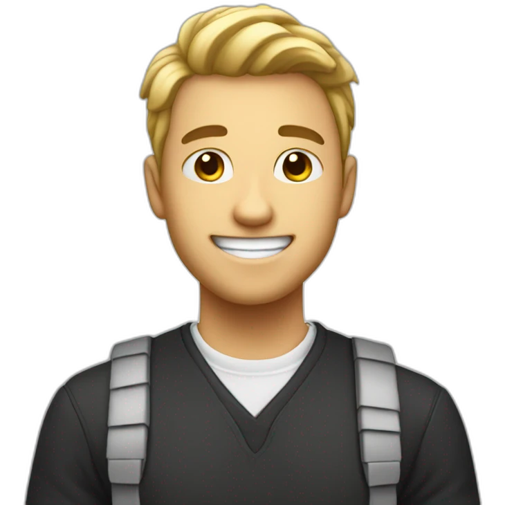 Create a innocent white student with big smile emoji