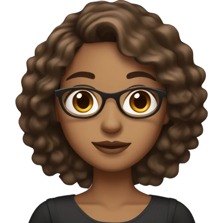 Latina with wavy brown hair and brown skin tone and brown eyes holding an iPad pen emoji