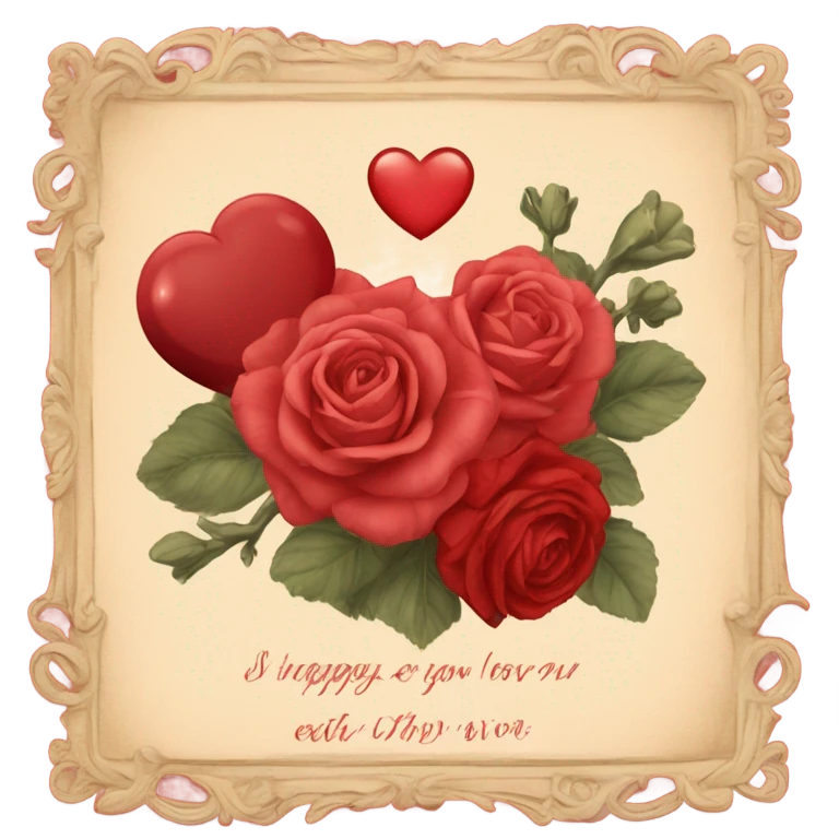 vintage valentine’s day card red emoji