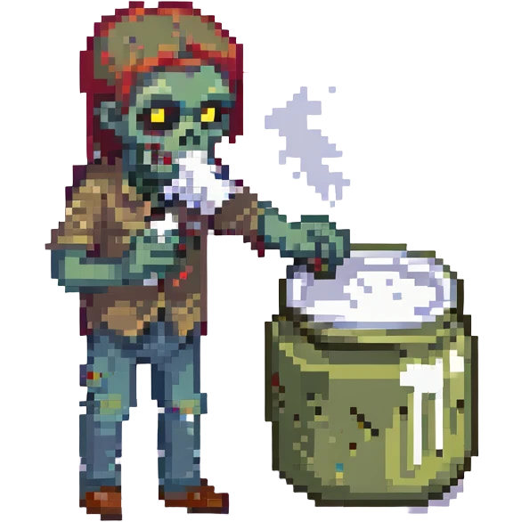 A zombie sniffing white powder emoji
