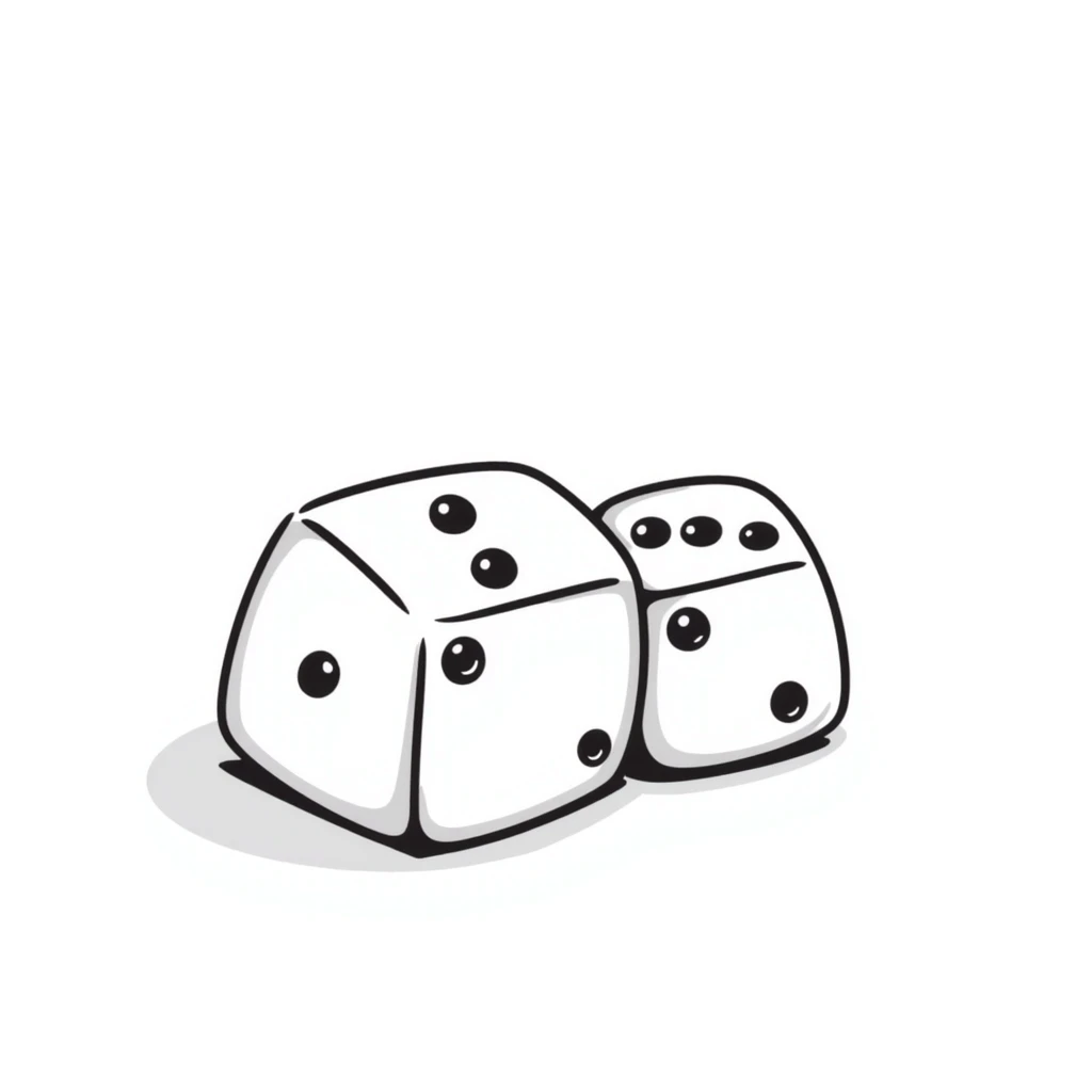 Hand-drawn dice with dots emoji