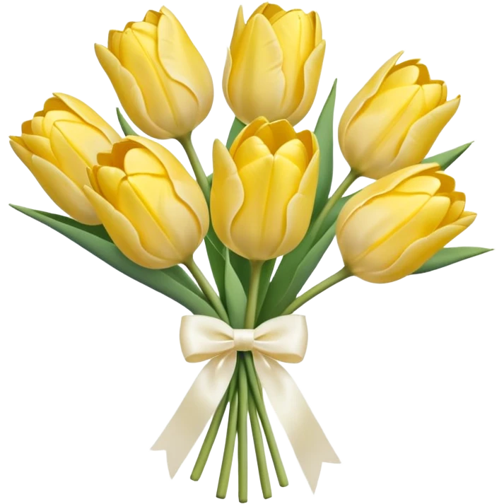 pastel yellow tulip bouquet with bow emoji
