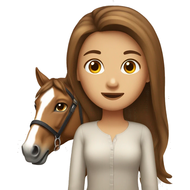 Girl on horse brown hair  and longhair emoji